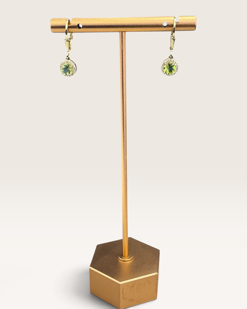 Gold Vermeil over Sterling Silver Peridot Dangle Earrings - Pre-Loved