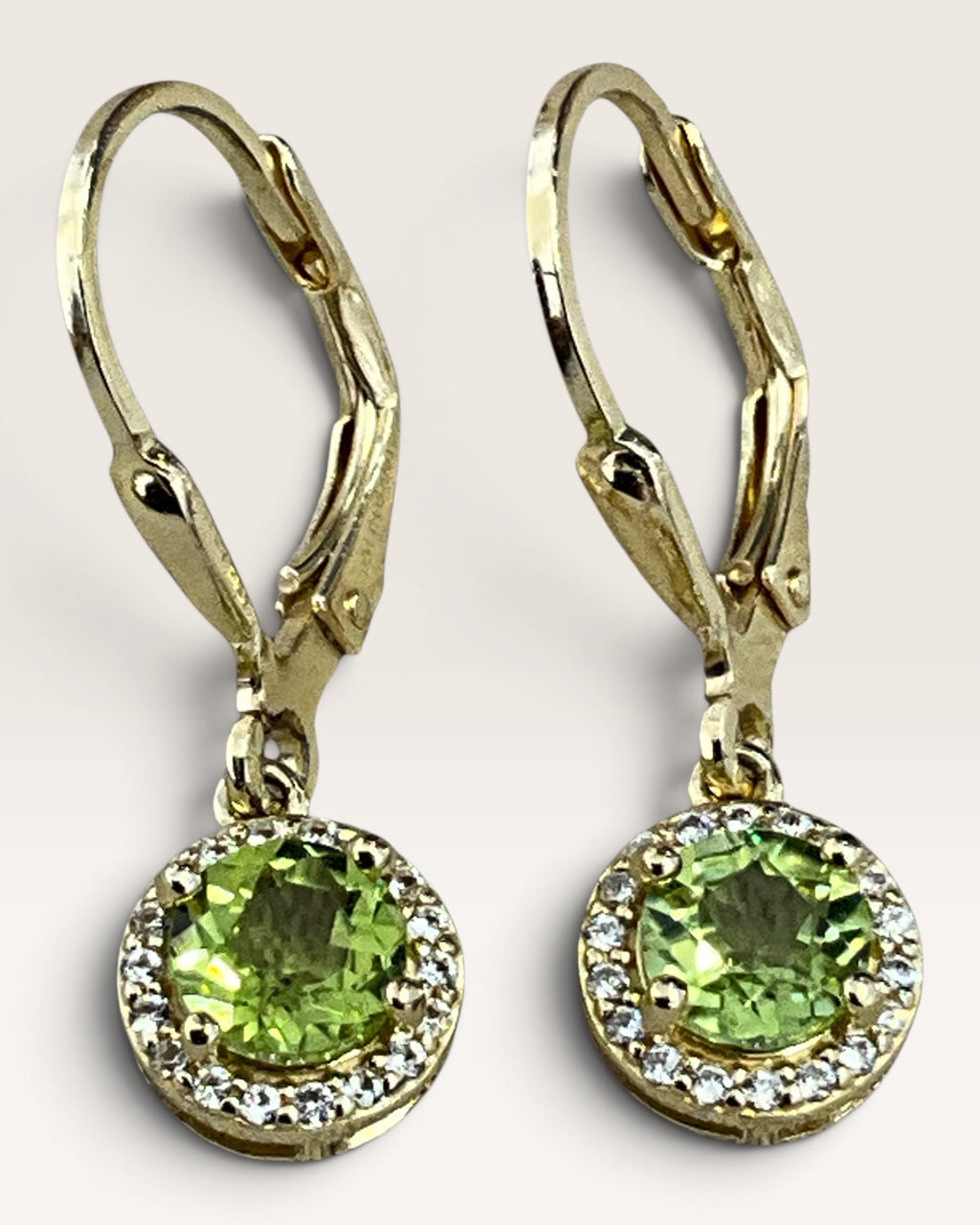 Gold Vermeil over Sterling Silver Peridot Dangle Earrings - Pre-Loved