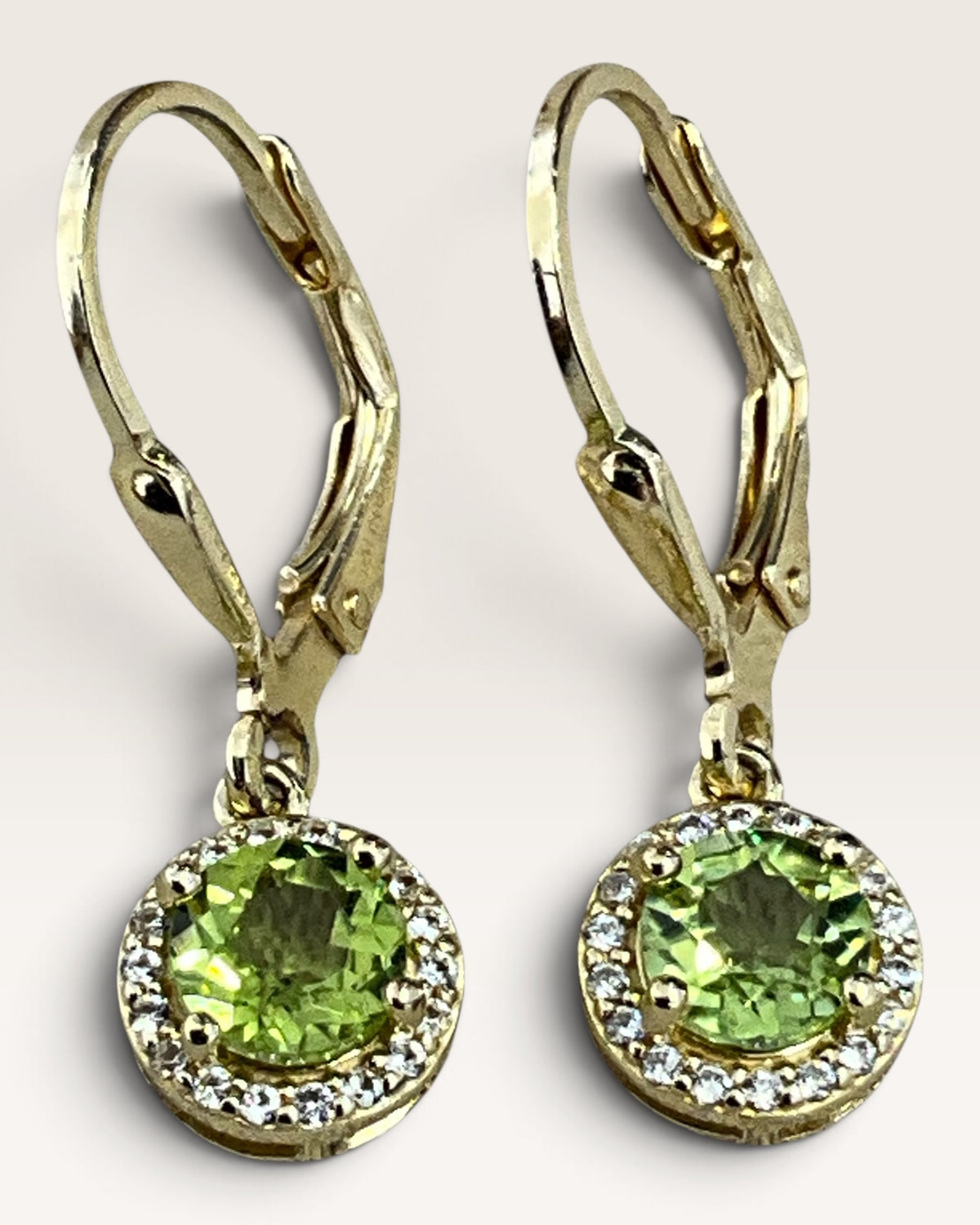 Gold Vermeil over Sterling Silver Peridot Dangle Earrings - Pre-Loved