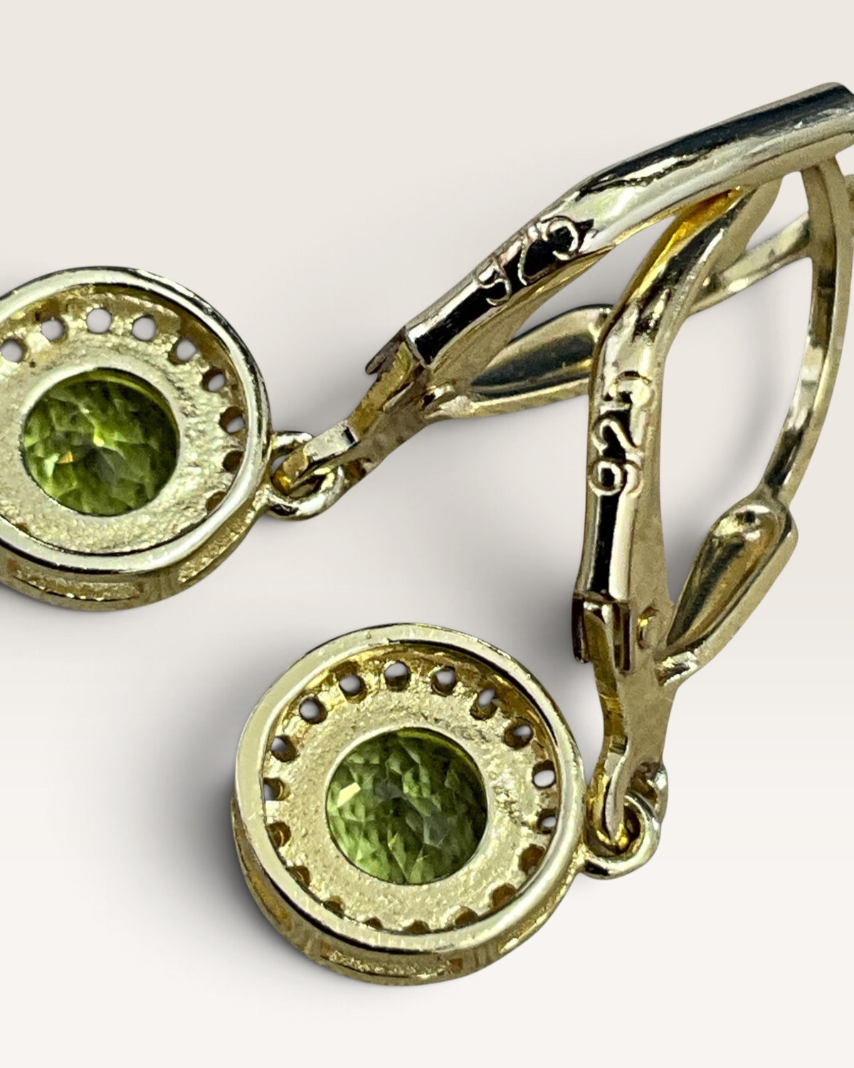 Gold Vermeil over Sterling Silver Peridot Dangle Earrings - Pre-Loved
