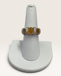 Ethiopian Opal Pink Sapphire White Zircon Rhodium Over Sterling Ring - Pew-Loved