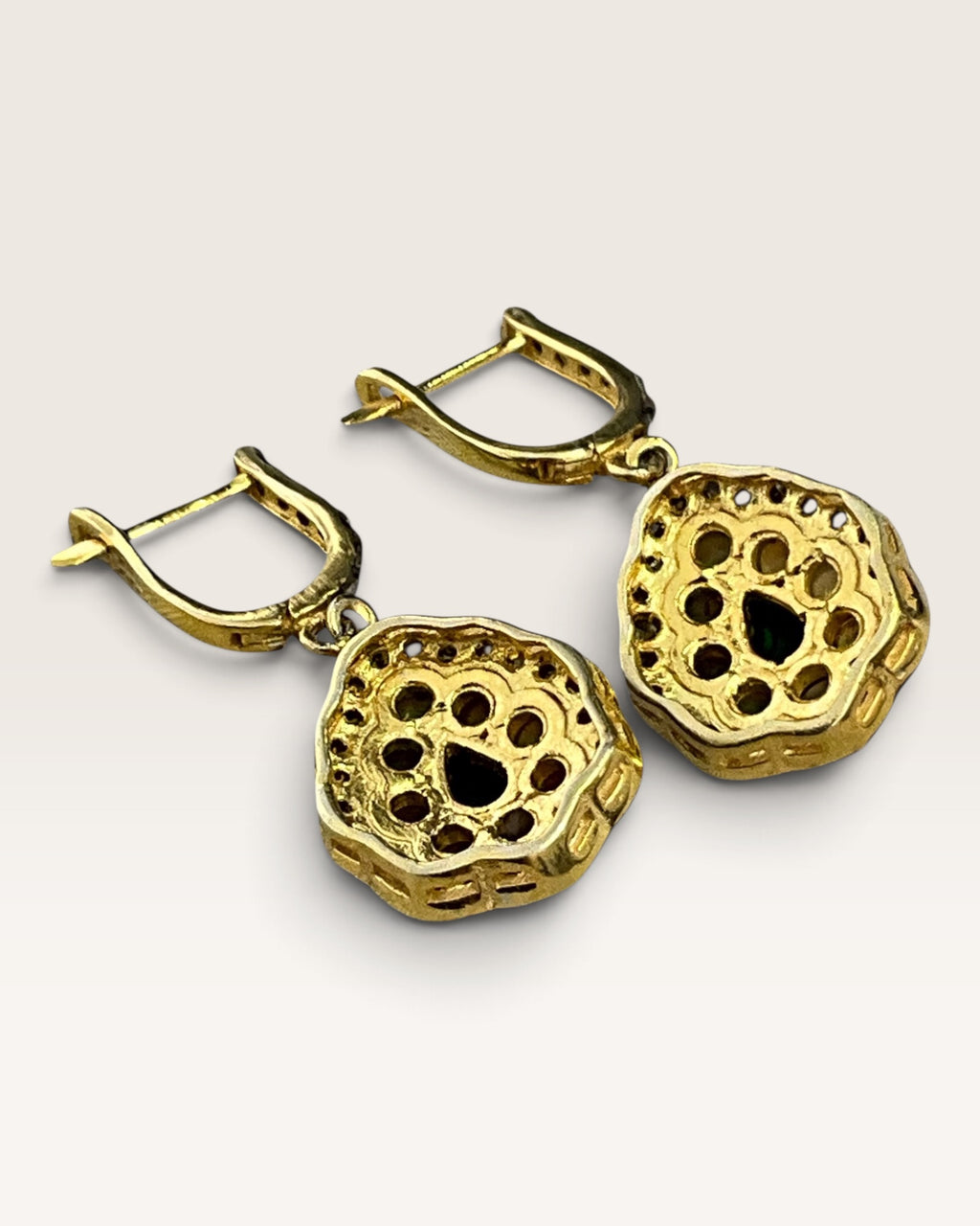 Gold Vermeil over Sterling 925 Black Ethiopian & Diamonds