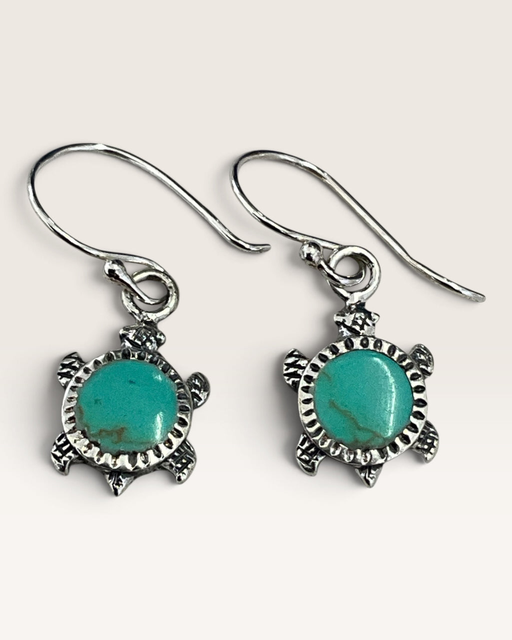 Sterling Silver Turquoise Turtle Dangle Earrings