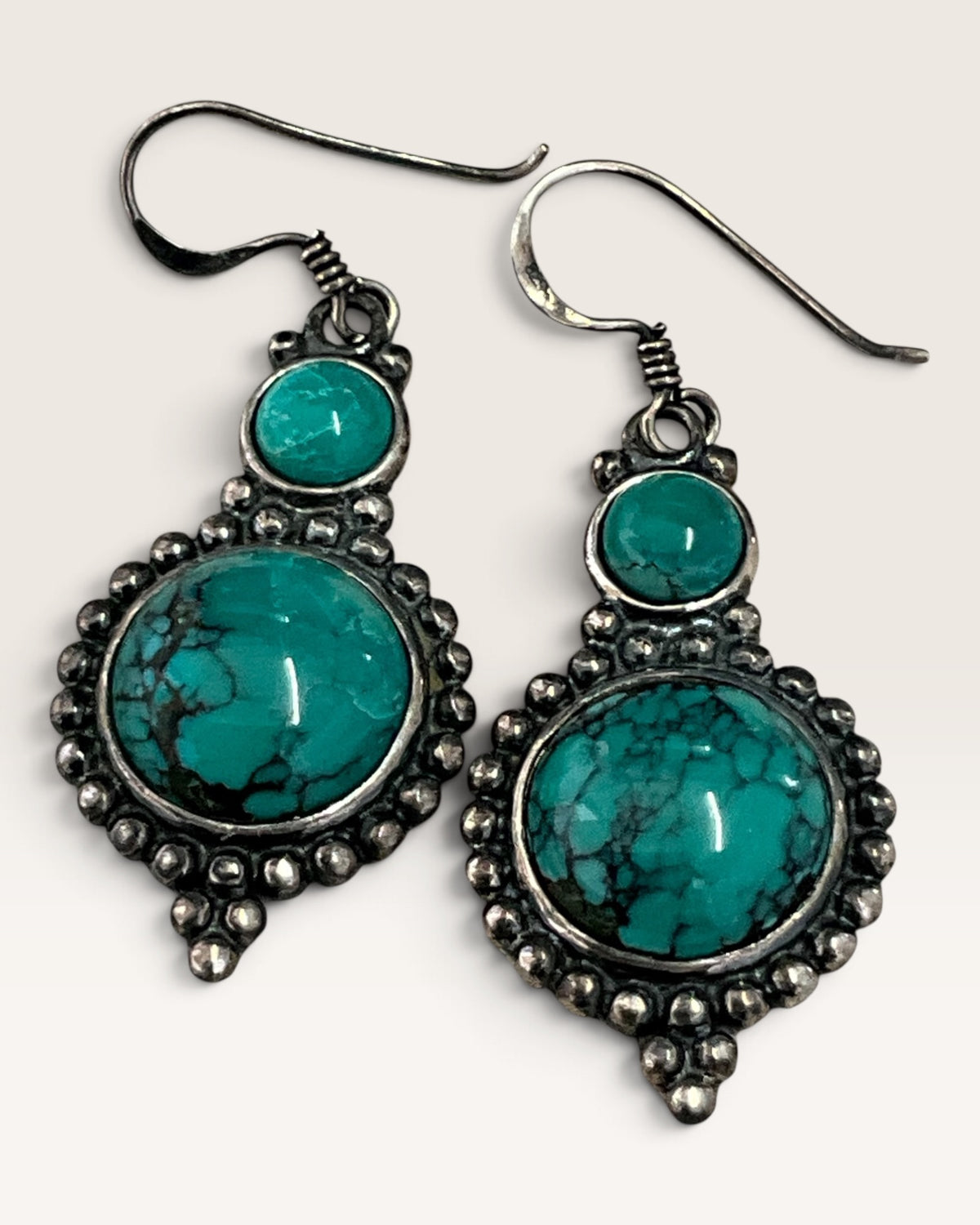 Sterling Silver Hubei Turquoise Gemstone Earrings