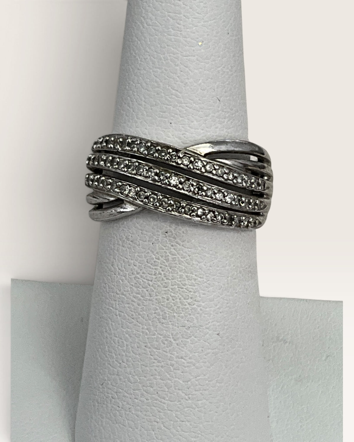 Kajal Naina Sterling Silver Diamond Ring - Pre-Loved