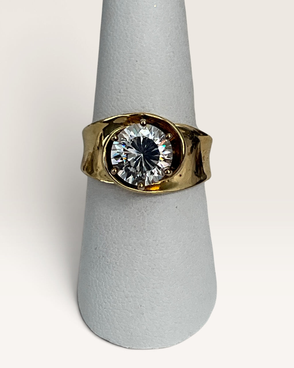 Gold Vermeil over Sterling Silver 3KT Cubic Zirconia Solitaire Ring - Pre-Loved