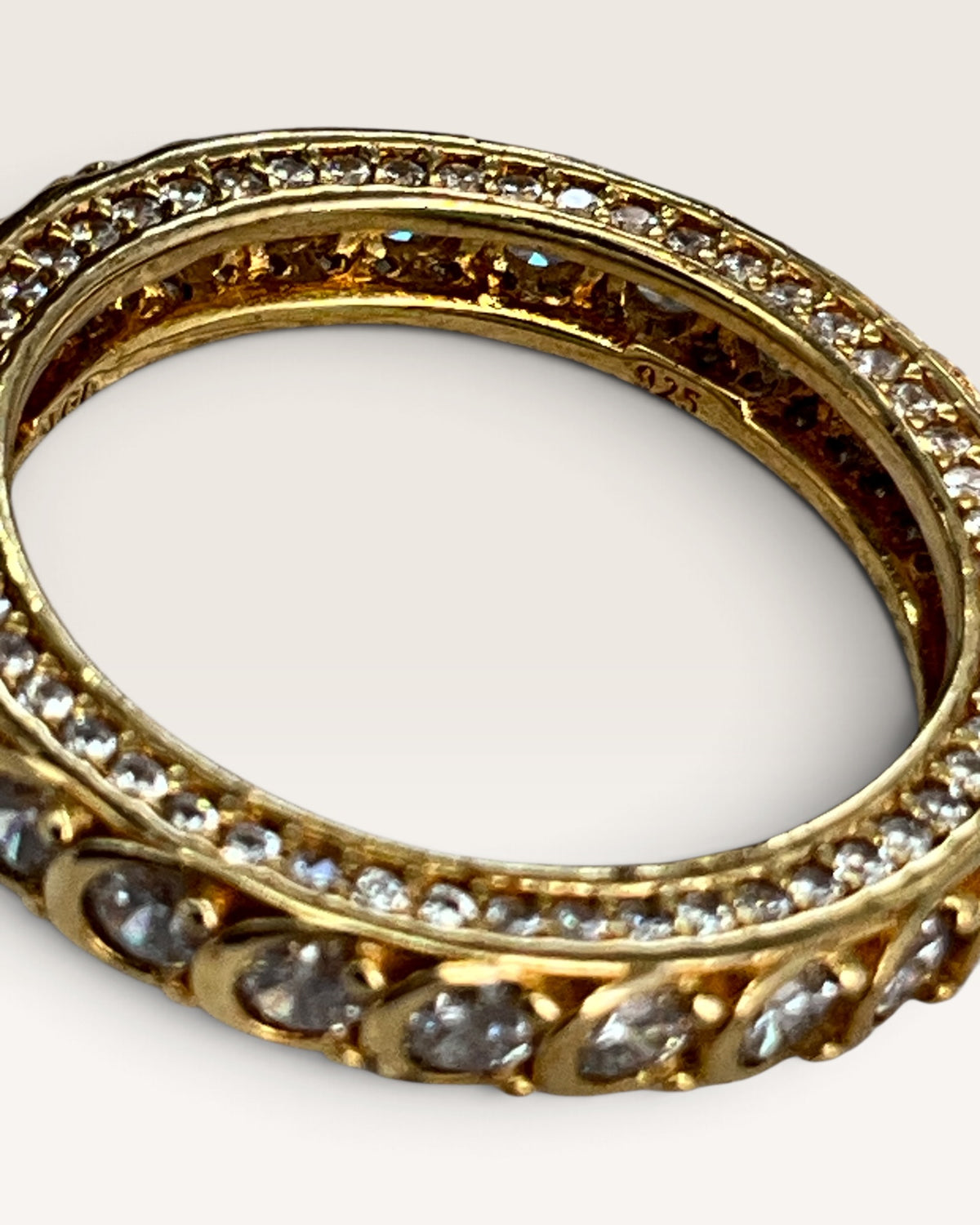 Gold Vermeil over Sterling Silver Cubic Zirconia Eternity Band - Pre-Loved