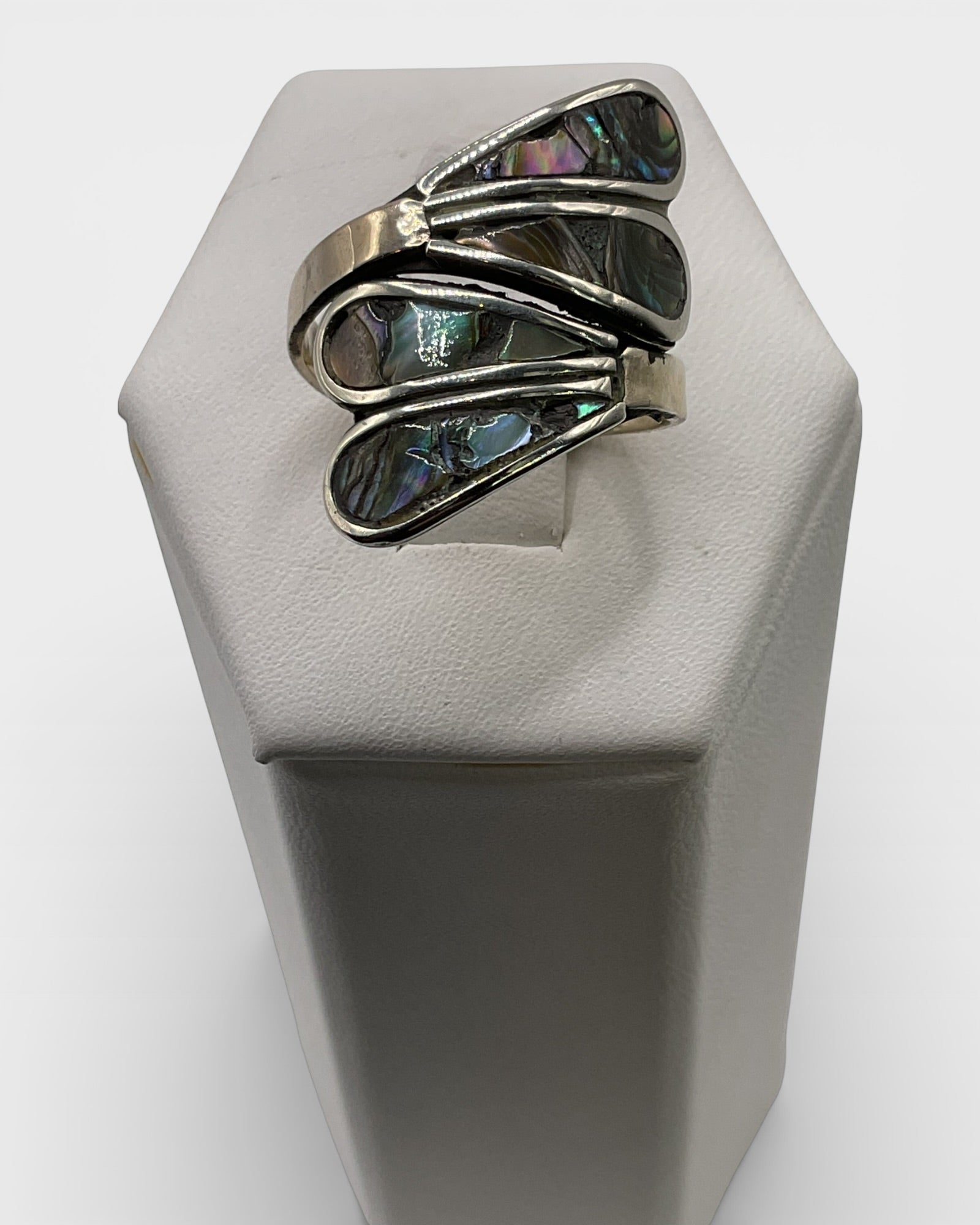 Sterling Silver Abalone Bypass Ring - Estate Sale (Great Condition)