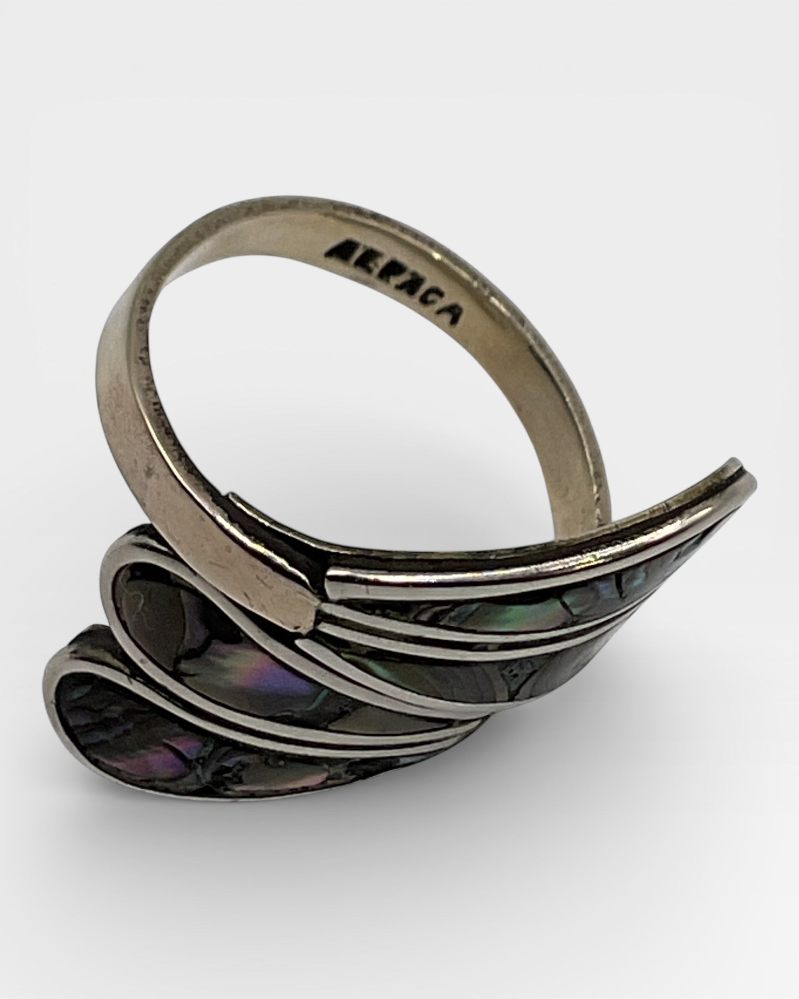 Sterling Silver Abalone Bypass Ring - Estate Sale (Great Condition)