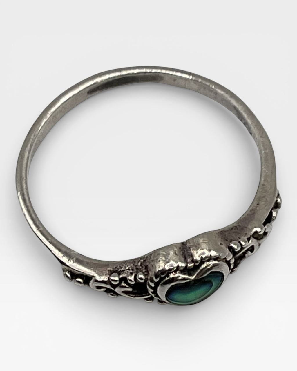 Sterling Silver Abalone Inlay Ring - Estate Sale (Great Condition)