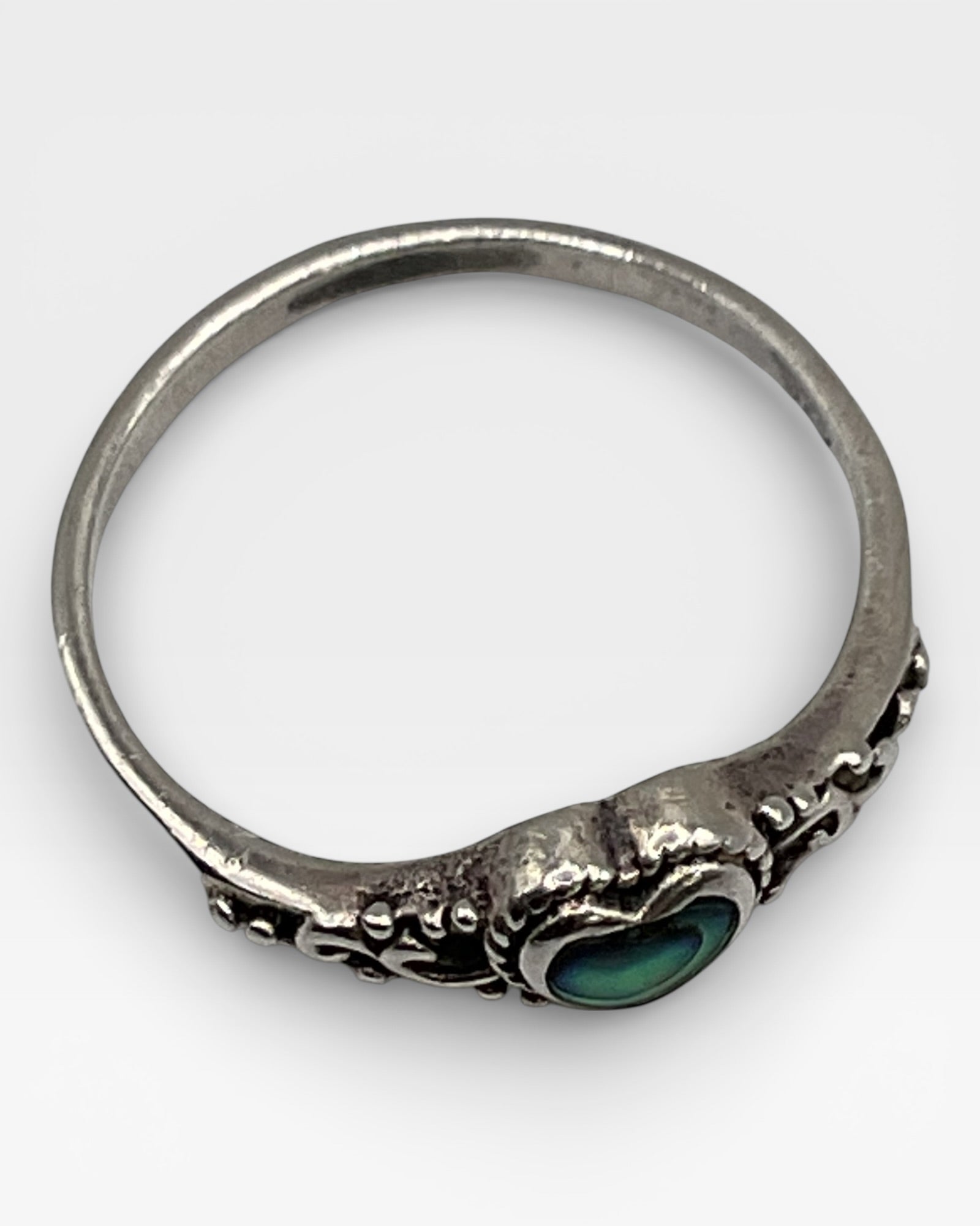 Sterling Silver Abalone Inlay Ring - Estate Sale (Great Condition)