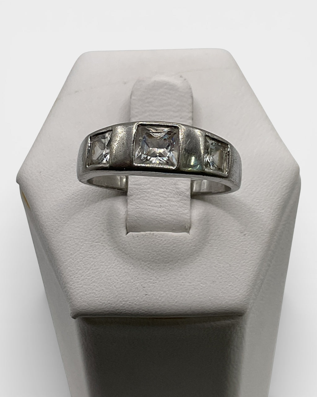 Vintage Square 3-stone Cubic Zirconia Ring - Estate Sale (Great Condition)