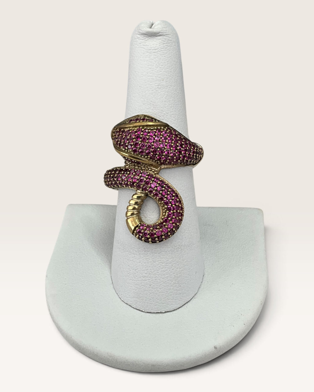 Sterling Silver Pave Set Rubies Snake Ring