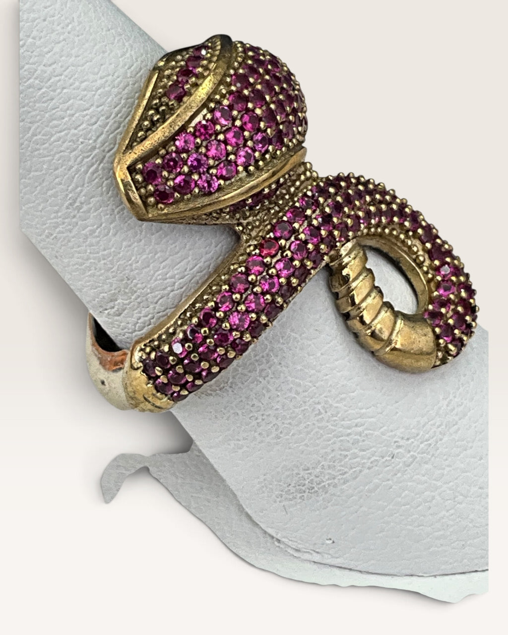 Sterling Silver Pave Set Rubies Snake Ring