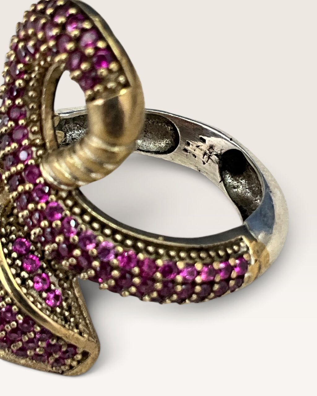 Sterling Silver Pave Set Rubies Snake Ring