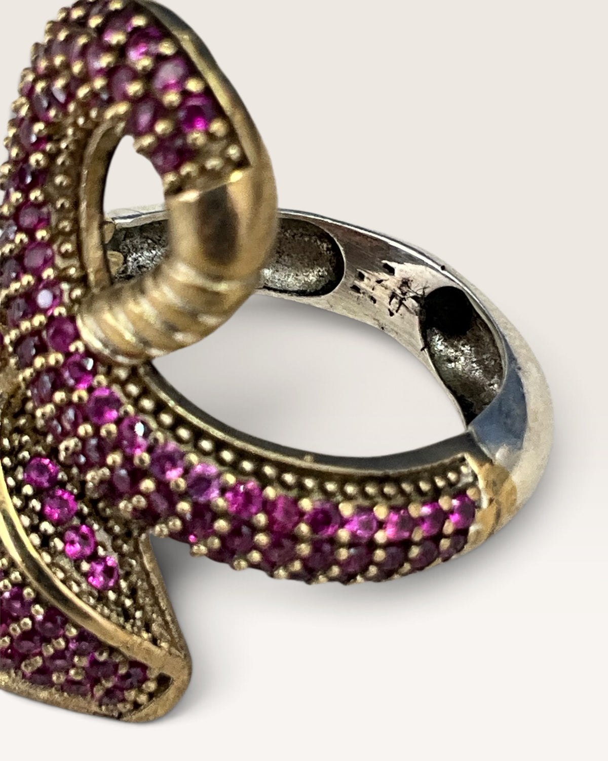 Sterling Silver Pave Set Rubies Snake Ring