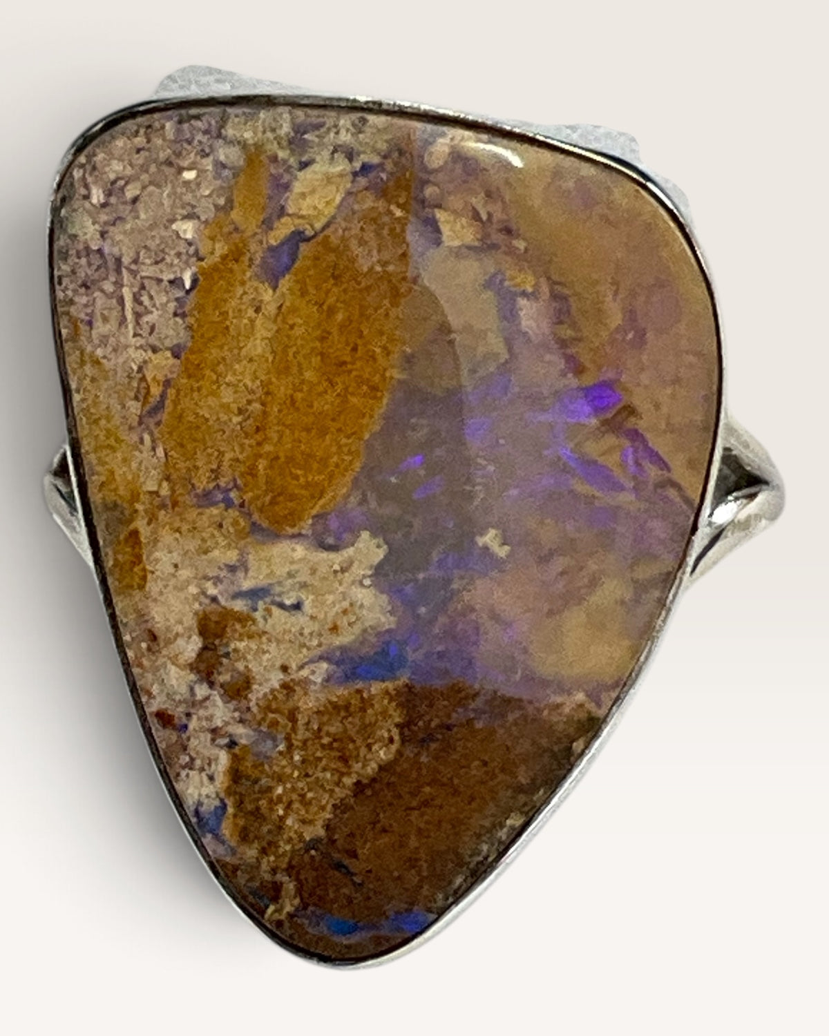 Sterling Silver Australian Boulder Opal Gemstone Ring