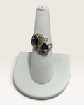 Sterling Silver Double Onyx Heart Ring