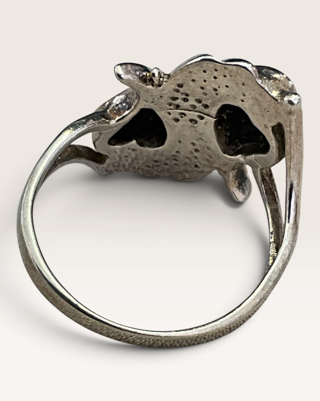 Sterling Silver Double Onyx Heart Ring