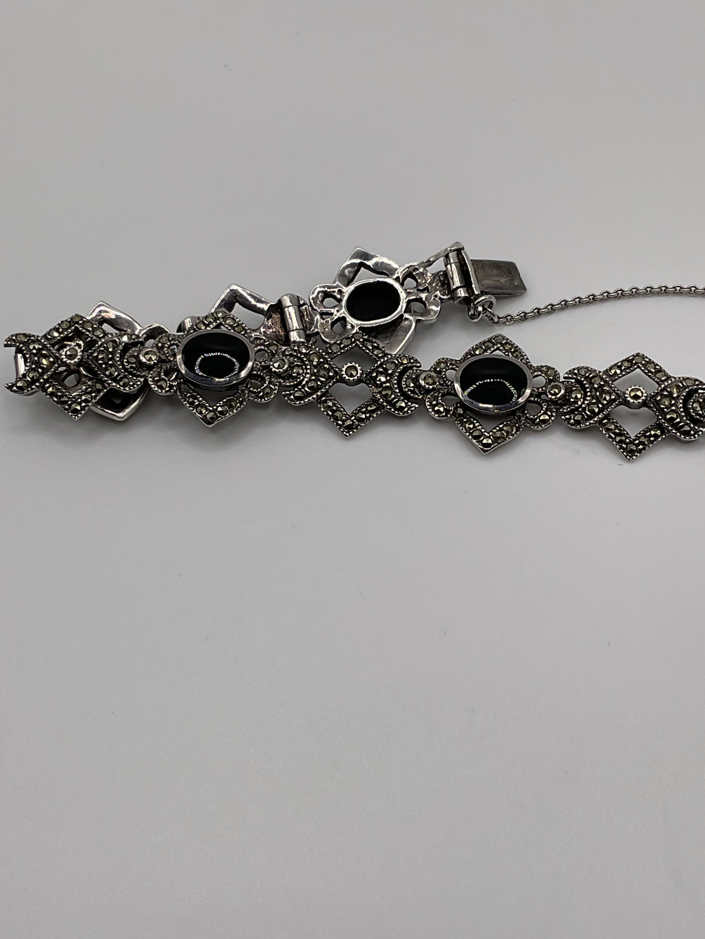 Marcasite and Black Onyx Bracelet - Estate Sale (Great Condition)