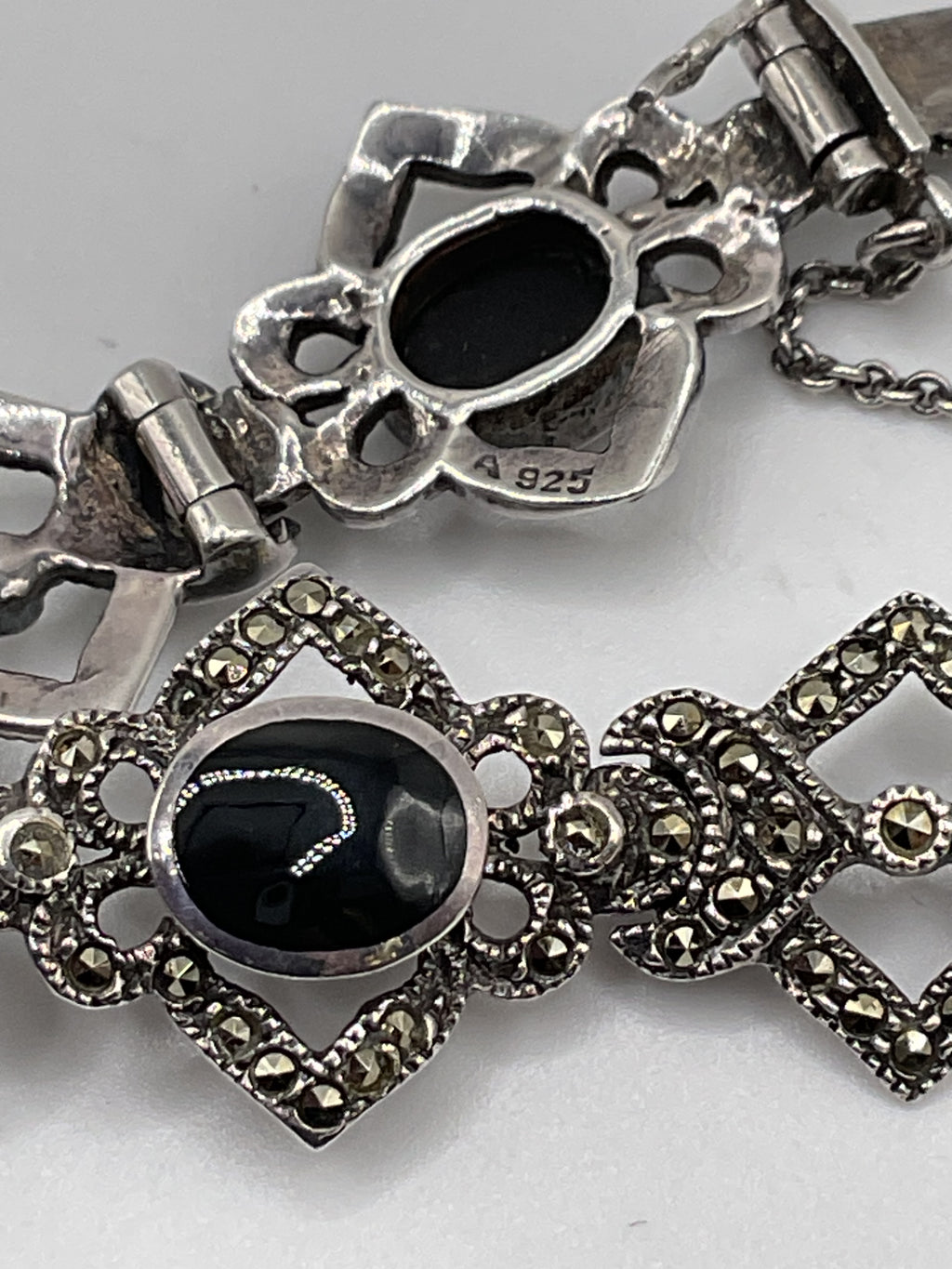 Marcasite and Black Onyx Bracelet - Estate Sale (Great Condition)