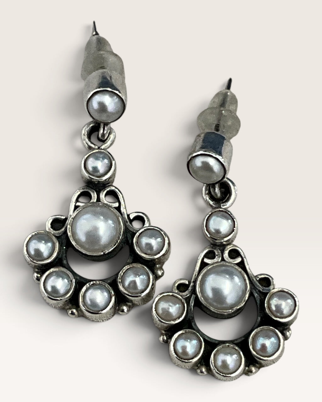 Sterling Silver Pearl Dangle Earrings