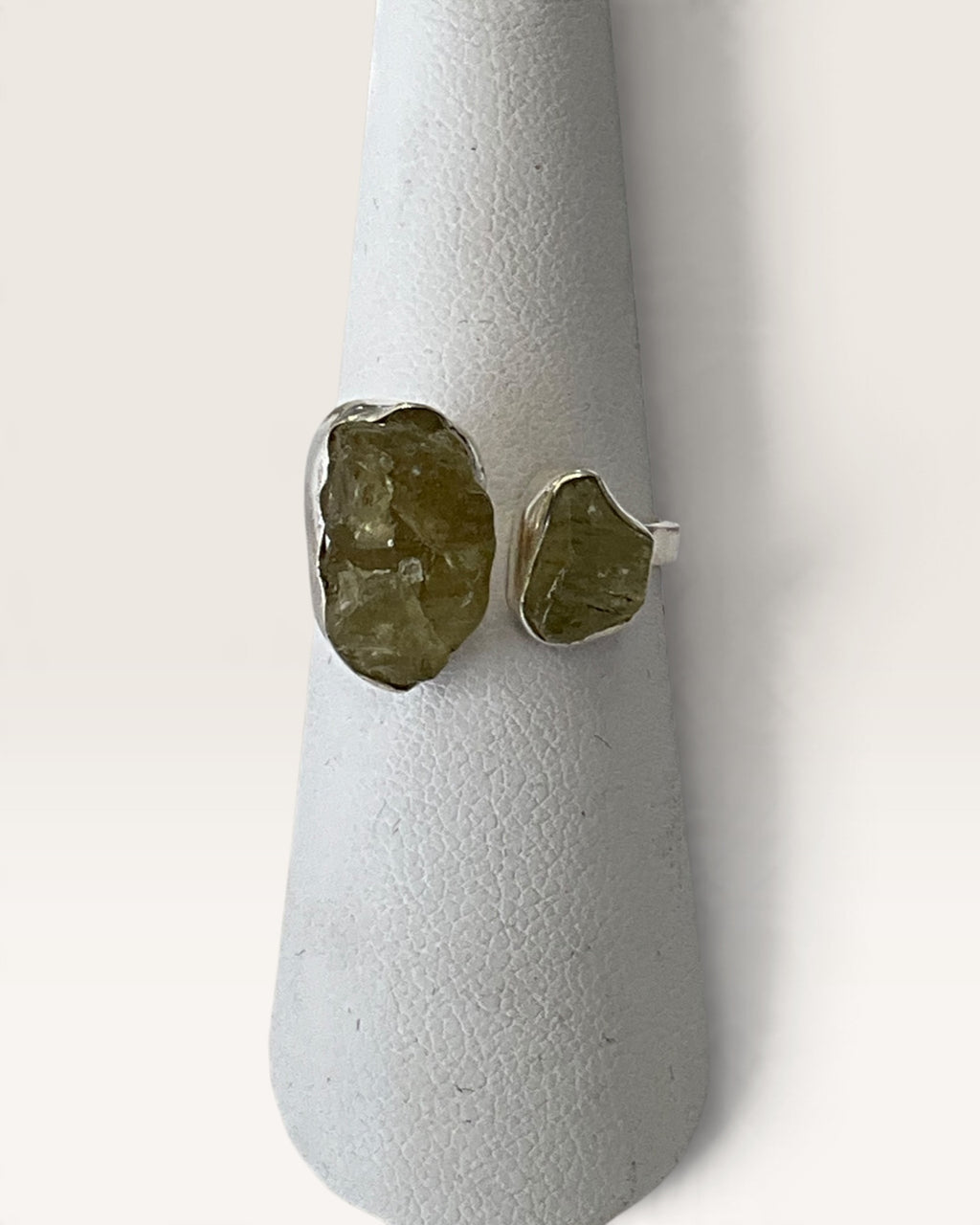 Sterling Silver Raw Peridot Gemstone Ring