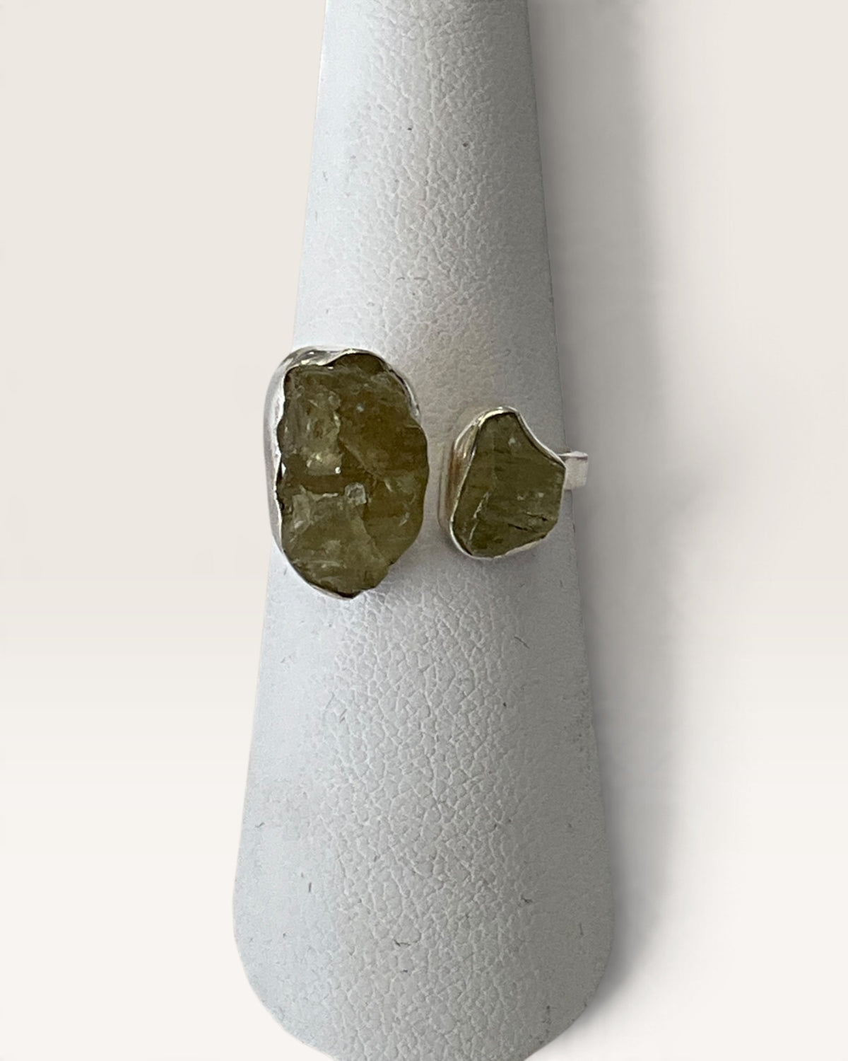 Sterling Silver Raw Peridot Gemstone Ring