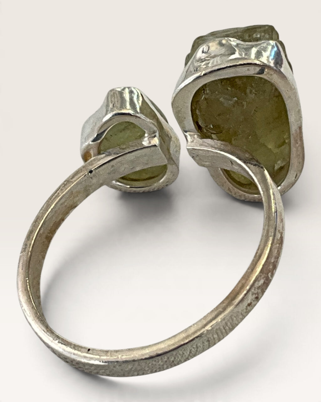 Sterling Silver Raw Peridot Gemstone Ring