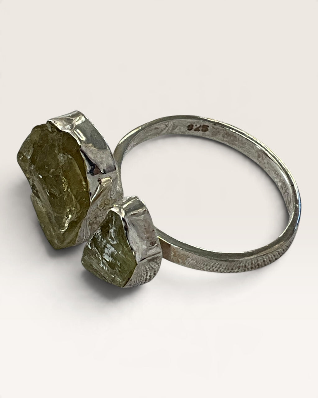 Sterling Silver Raw Peridot Gemstone Ring