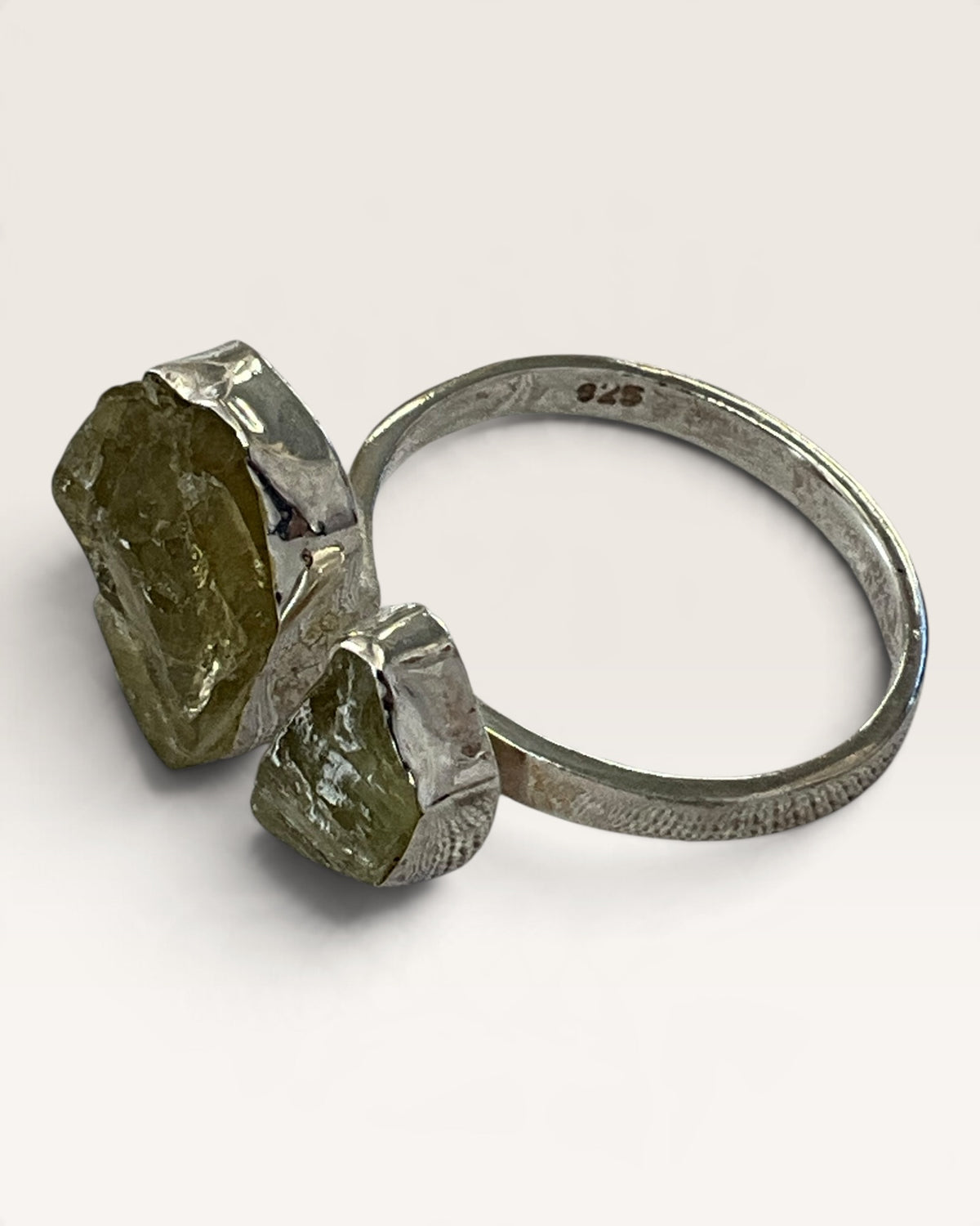 Sterling Silver Raw Peridot Gemstone Ring