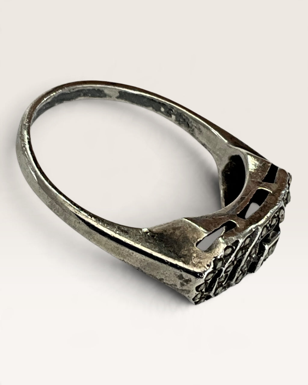Sterling Silver Art Deco Marcasite Ring - Pre-Loved
