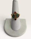 Gold Vermeil over Sterling Silver Natural Raw Tourmaline Gemstone Ring