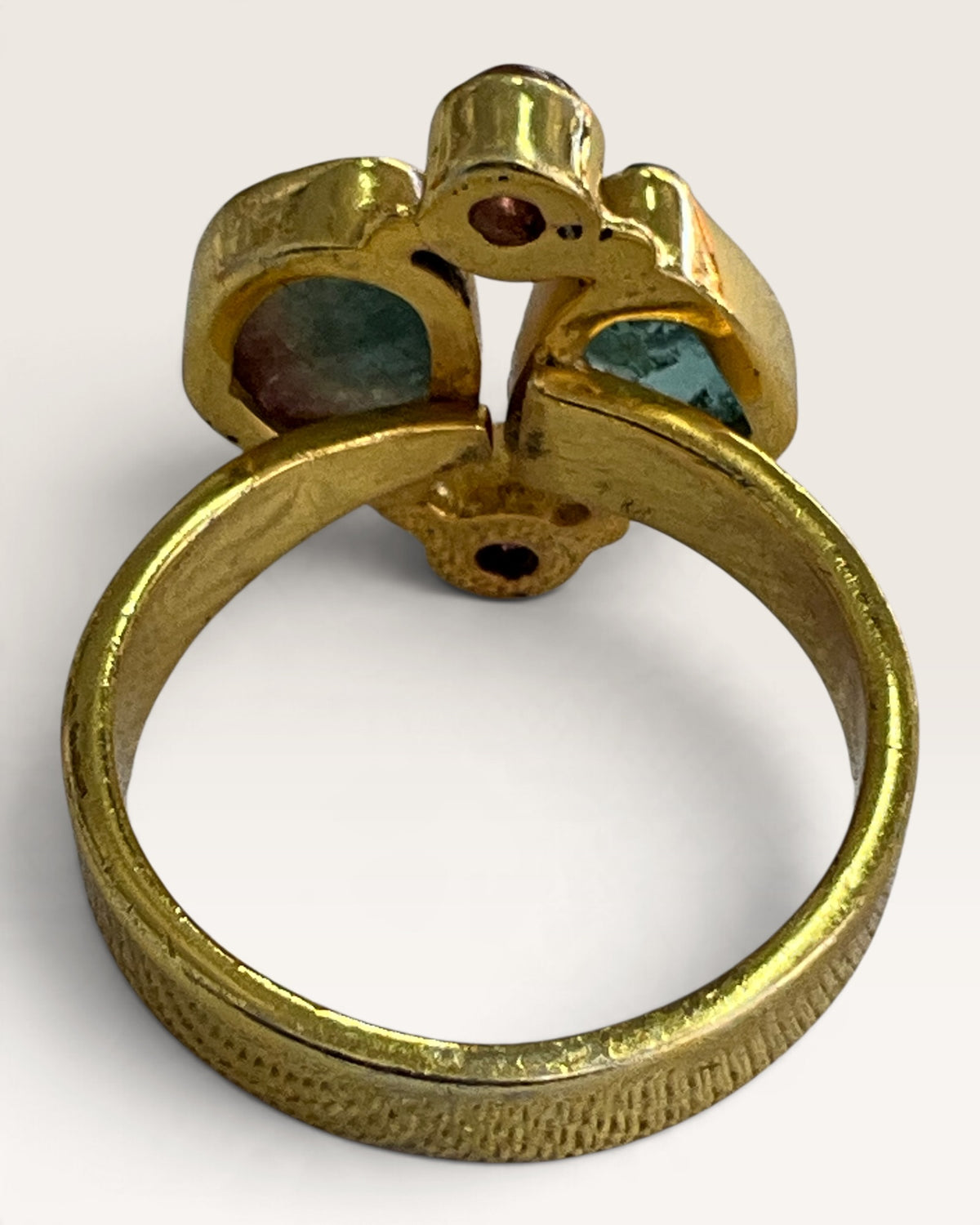 Gold Vermeil over Sterling Silver Natural Raw Tourmaline Gemstone Ring