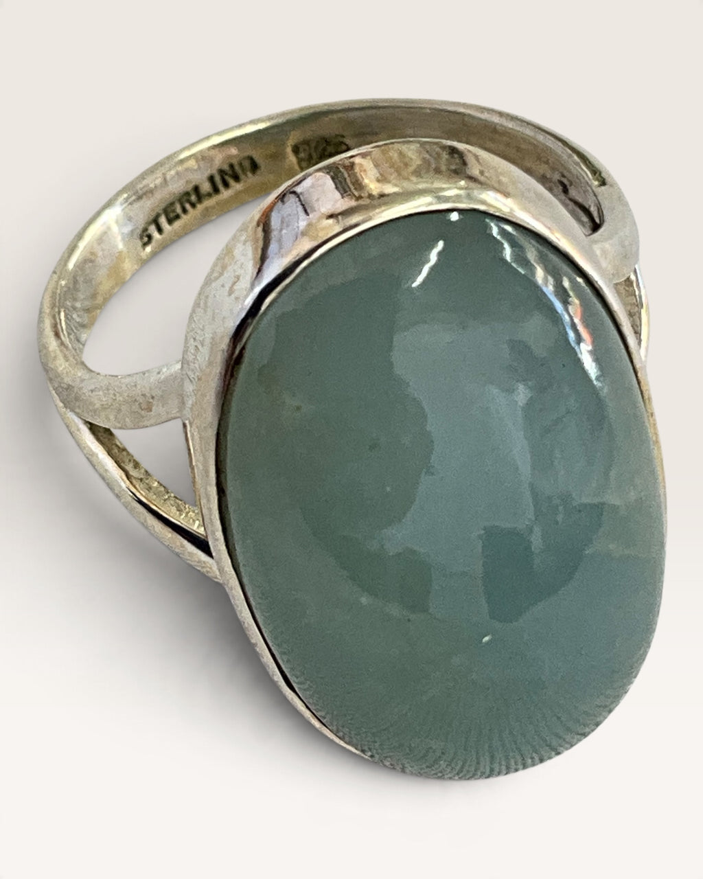 Sterling Silver Cloudy Aquamarine Gemstone Ring