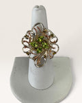 Sterling Silver Mixed Metal Peridot Cluster Ring