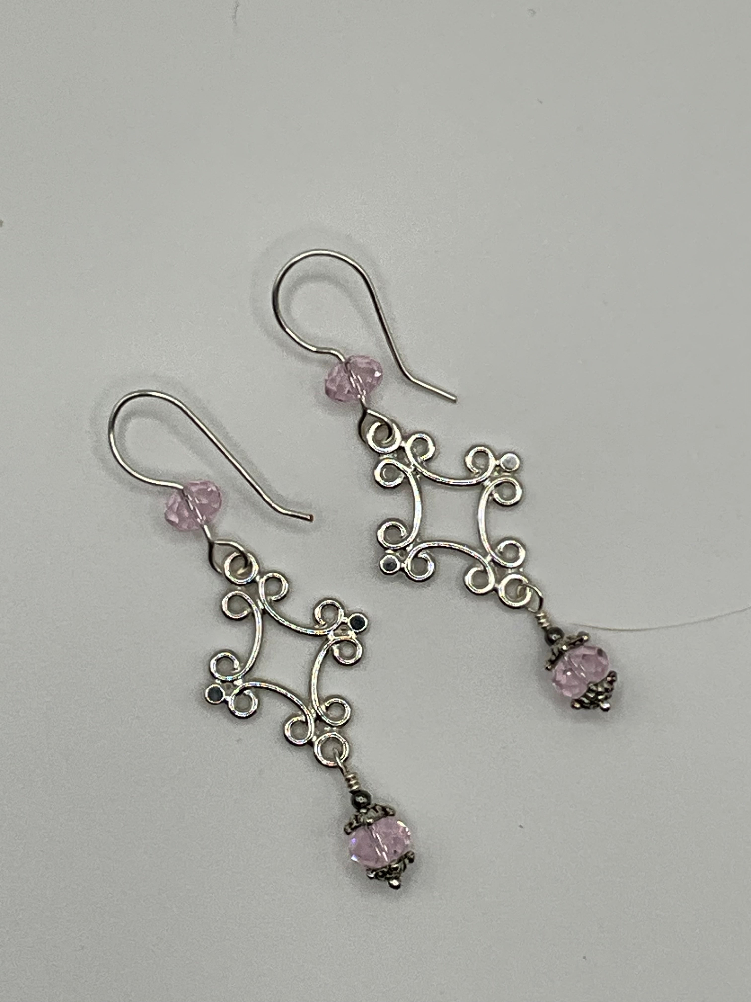 Rose Quartz Filigree Casual Earrings
