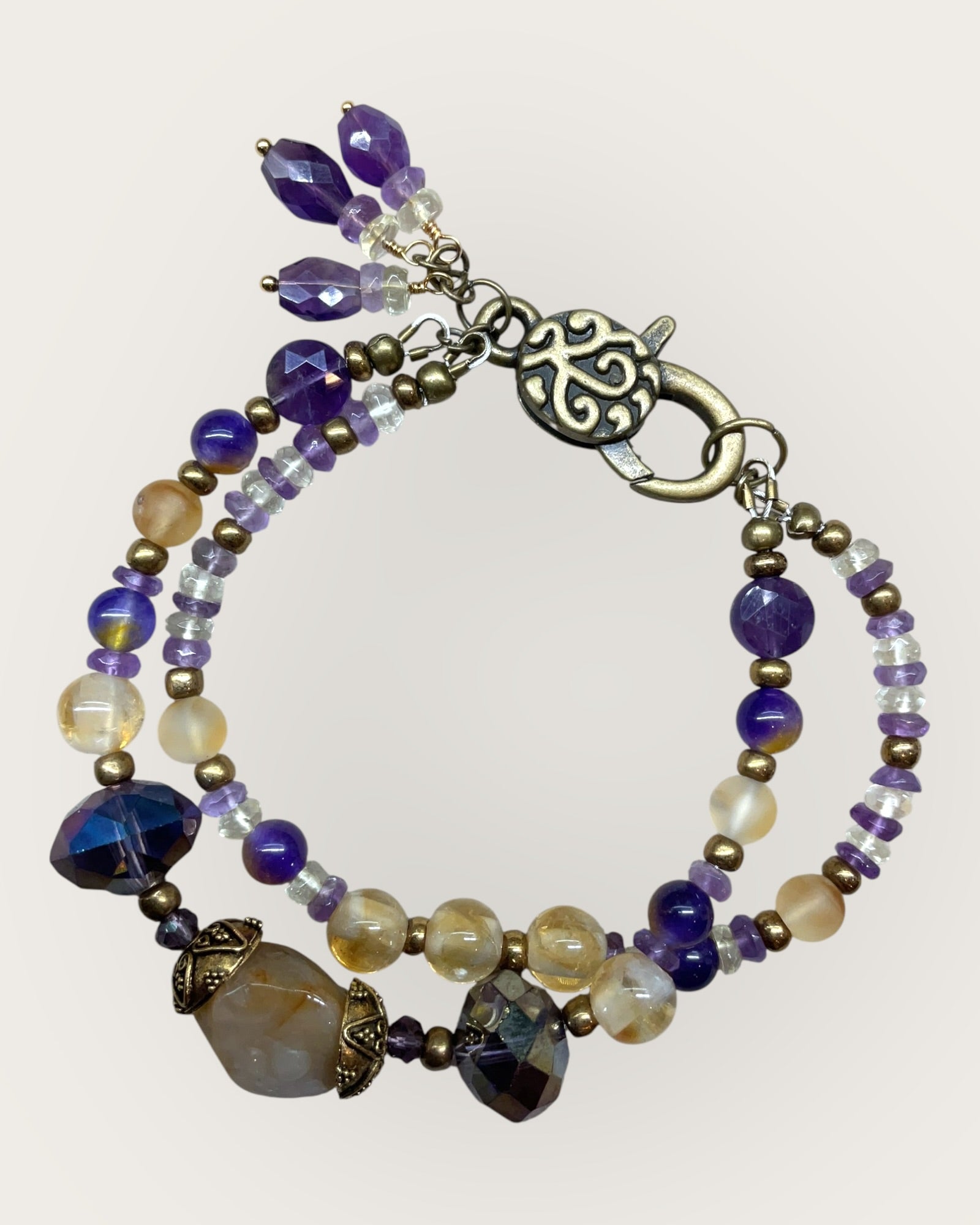Ametrine, Citrine & Amethyst Designer Bracelet