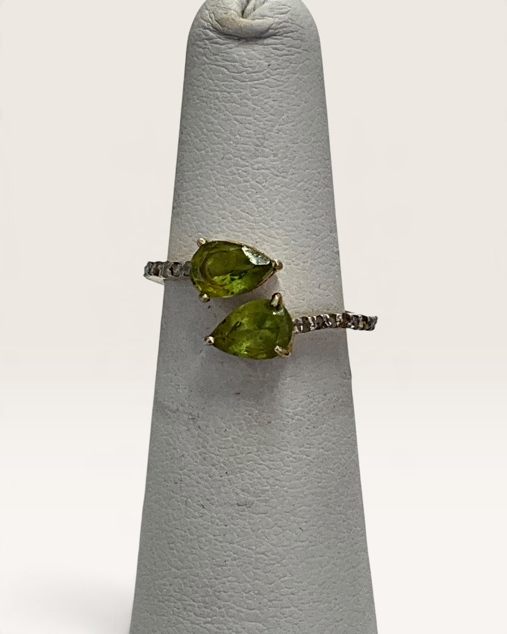 Gold over Sterling Silver Peridot & Diamonds Gemstone Ring