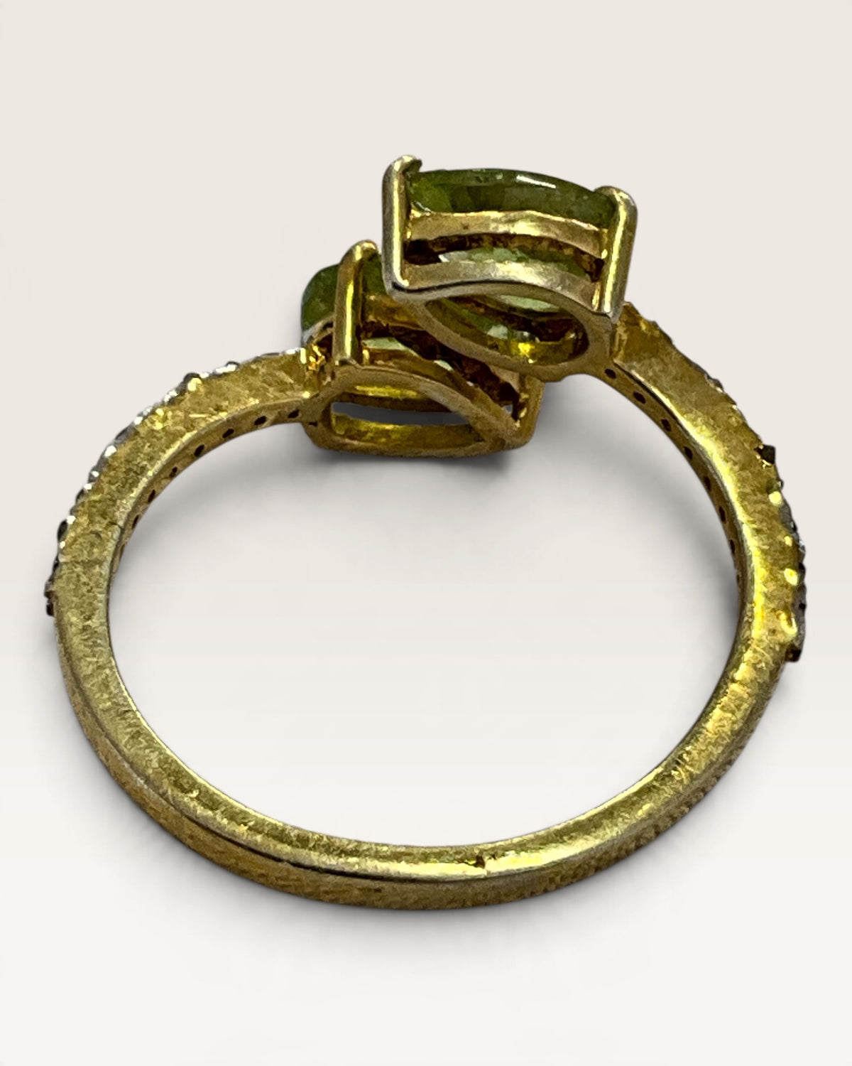 Gold over Sterling Silver Peridot & Diamonds Gemstone Ring