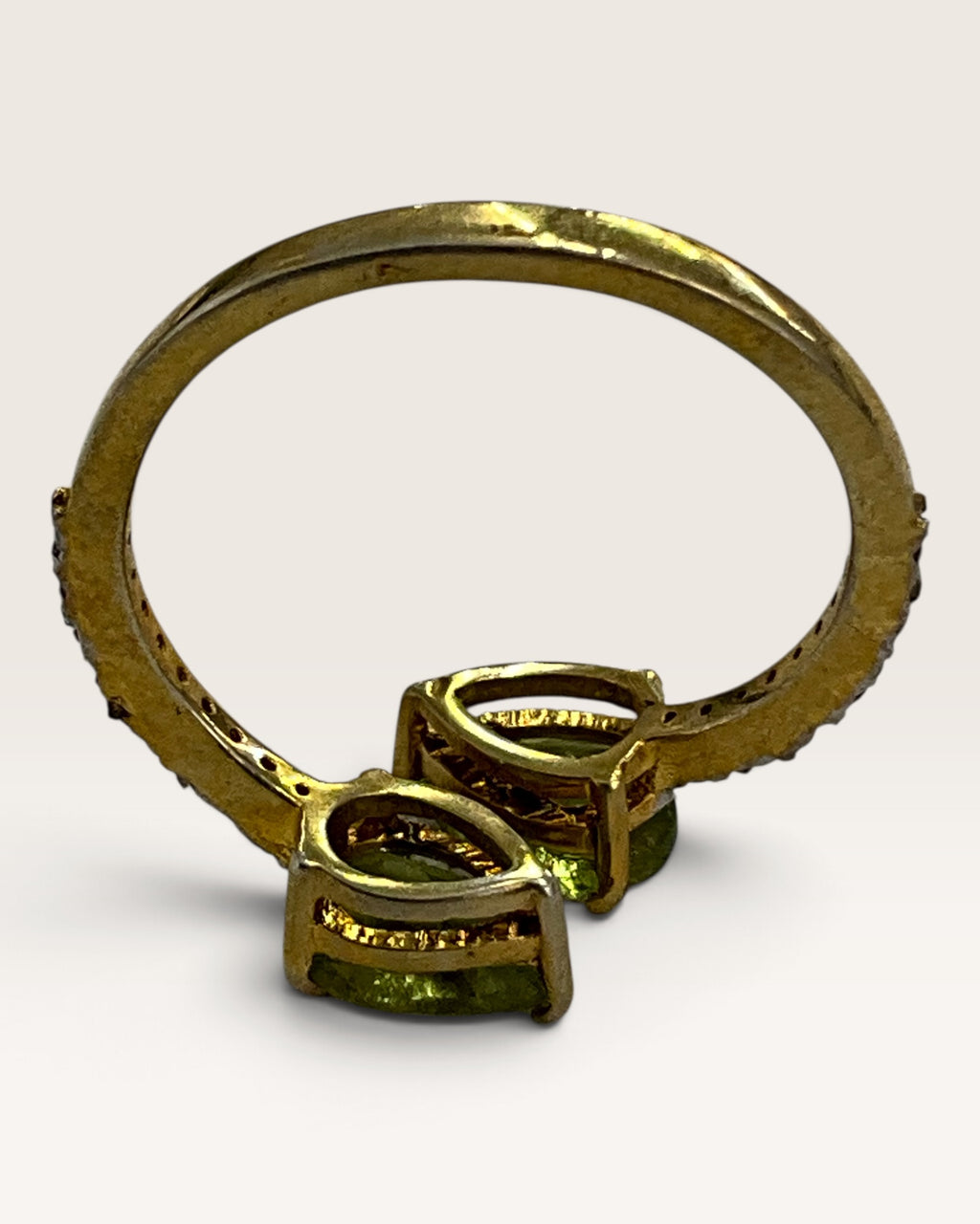 Gold over Sterling Silver Peridot & Diamonds Gemstone Ring