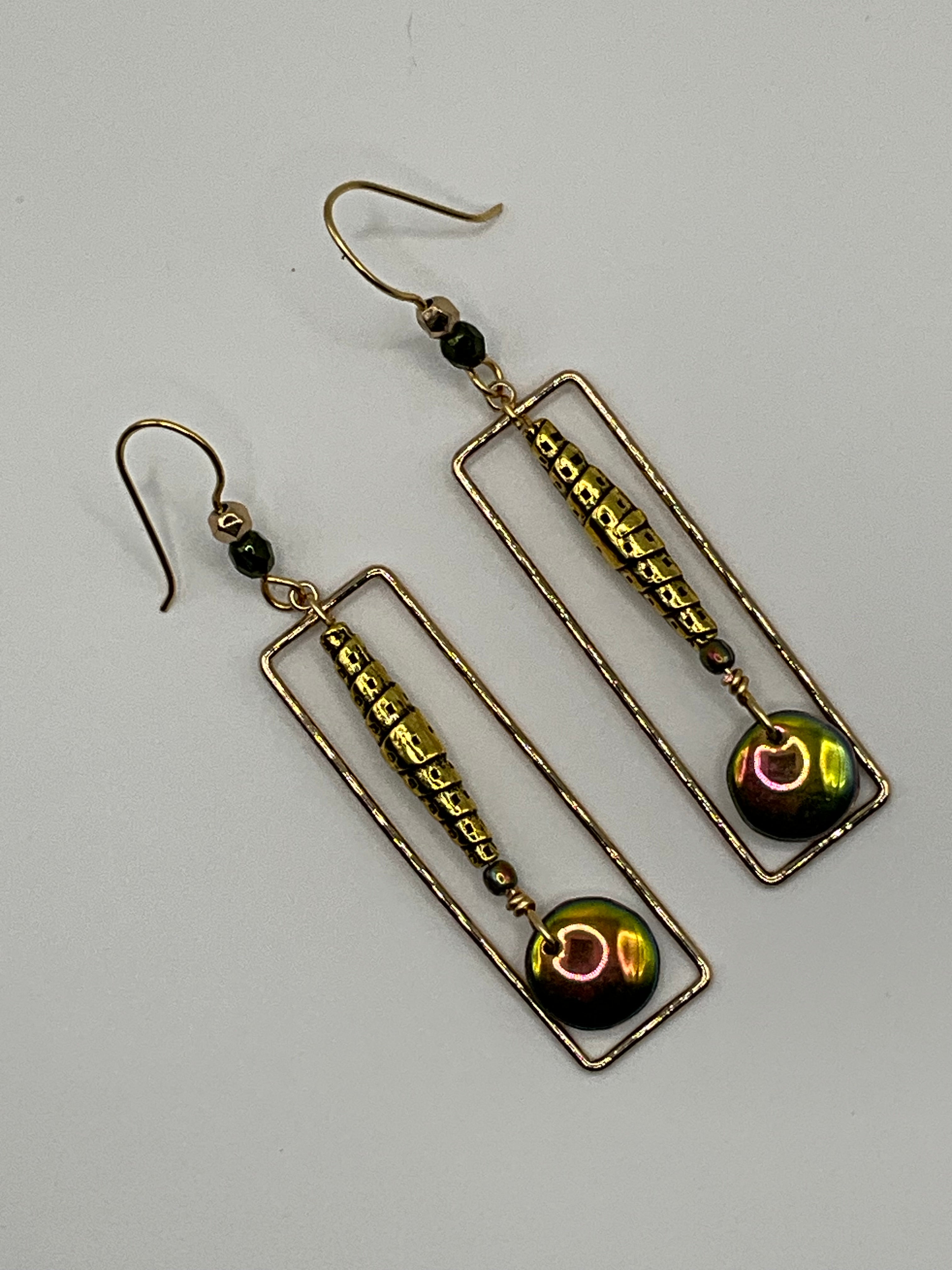 Rainbow Hematite & Pyrite Casual Earrings
