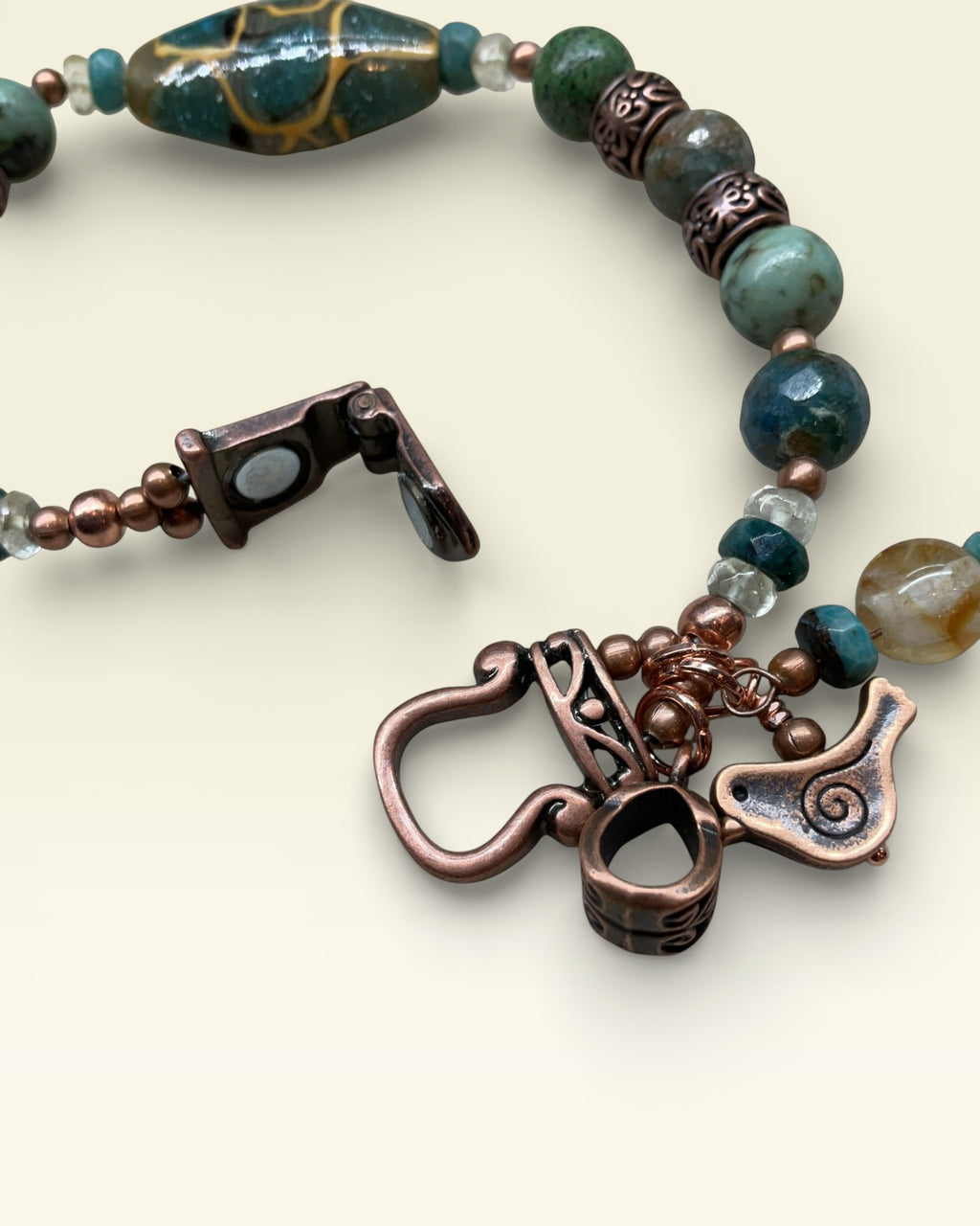 Chrysocolla, African Turquoise & Citrine Designer Bracelet