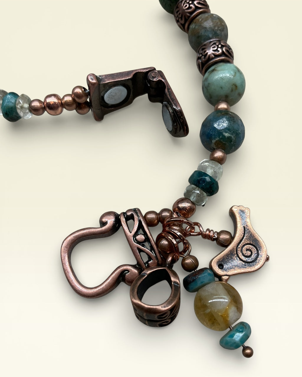 Chrysocolla, African Turquoise & Citrine Designer Bracelet