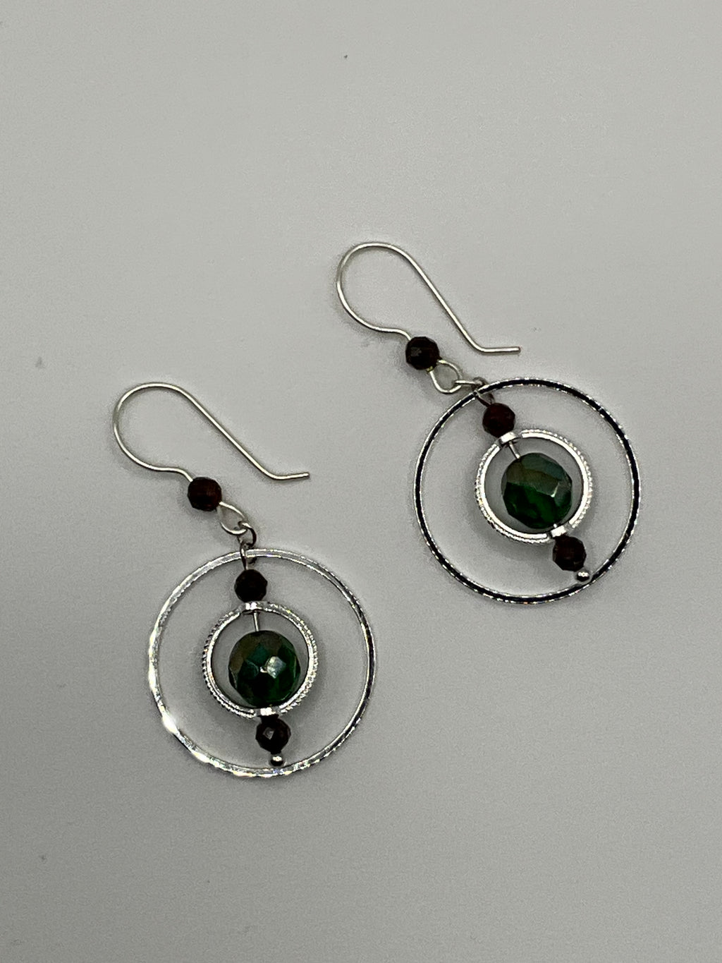 Green Topaz & Garnet Casual Earrings