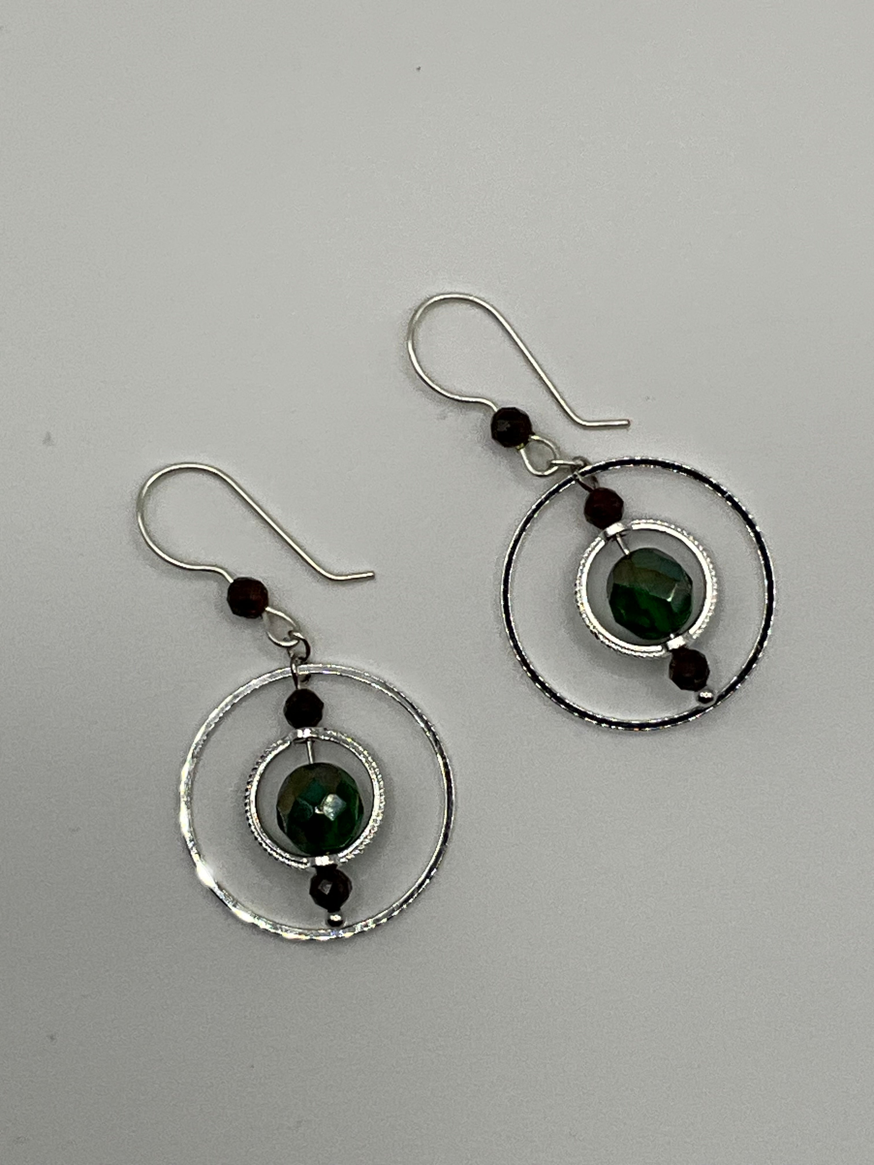 Green Topaz & Garnet Casual Earrings