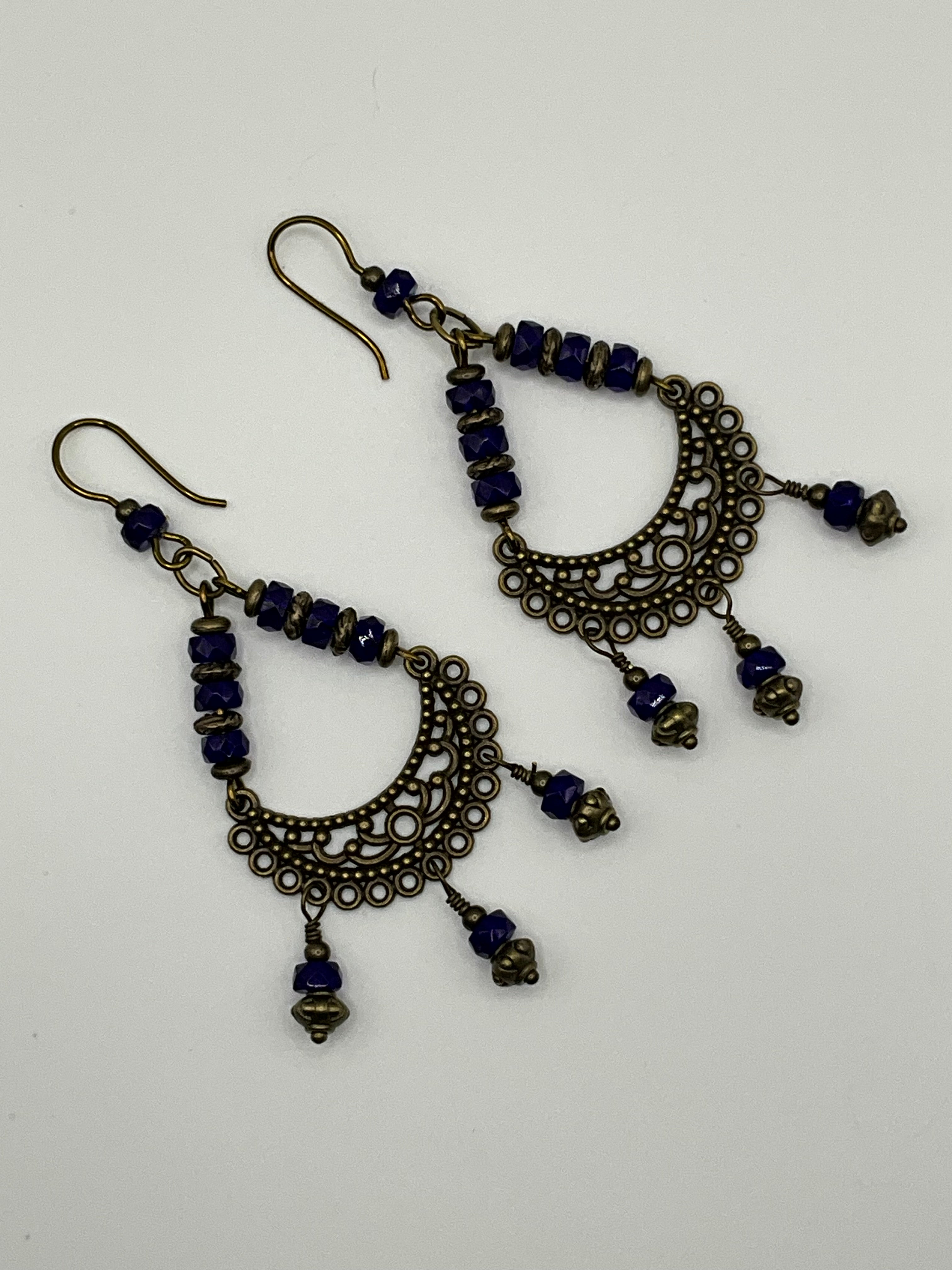 Royal Blue Sea Glass Casual Earrings