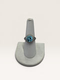Sterling Silver Art Deco Blue Topaz Cubic Zirconia Ring