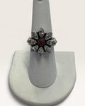 Sterling Silver Cubic Zirconia Ruby & Clear Stone Ring