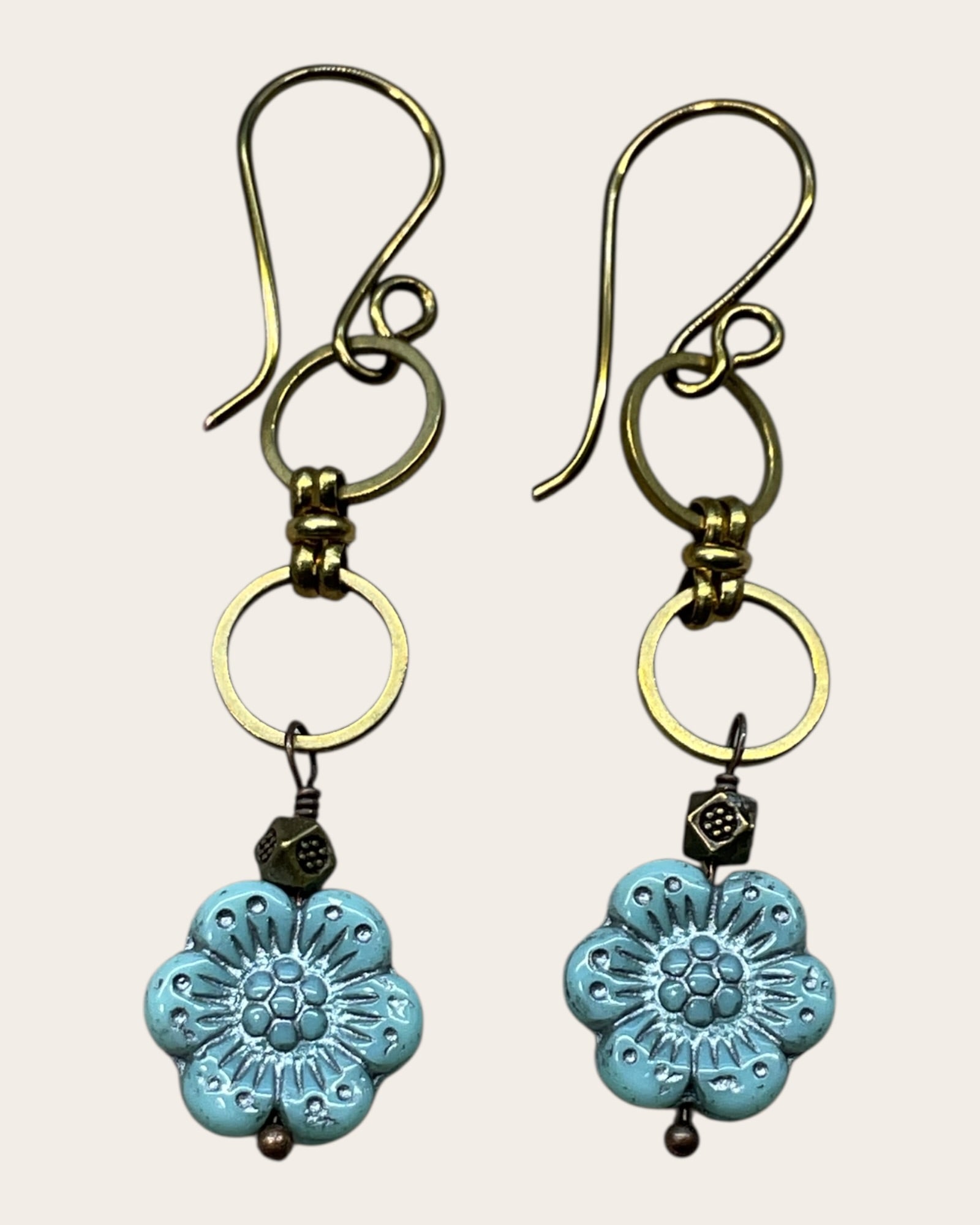 Czech Glass & Bronze Designer Earrings